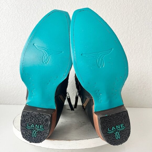 Lane Reverie Knee High Womens Cowboy Boots 6 Black Brown Western Cowgirl Lace Up - Picture 8 of 11